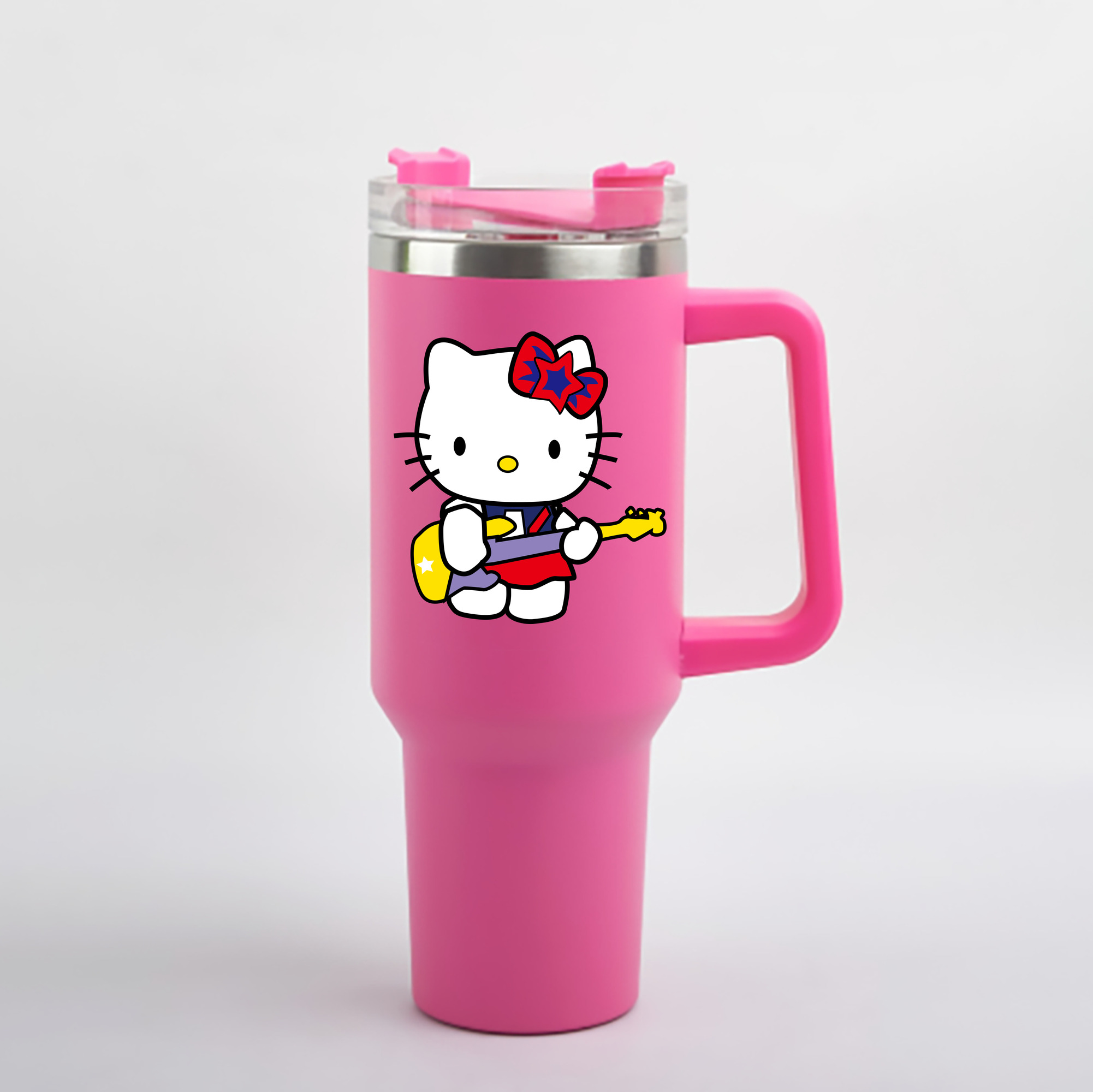 （画像用） Hello Kitty ハローキティ 1200mL車用タンブラー - クリスタルステッカー（プラスチックストロー付き）